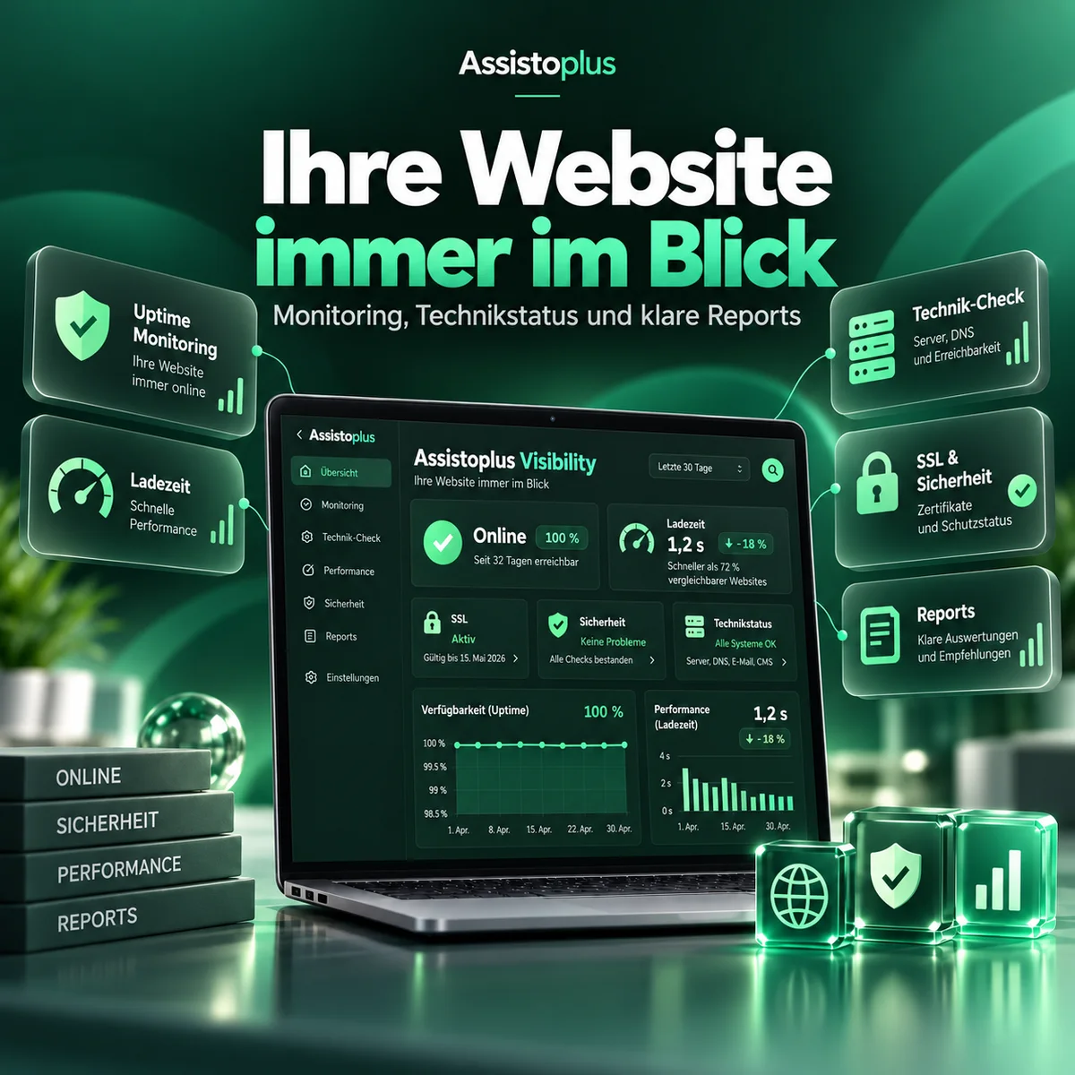 Ihre Website immer im Blick: Monitoring, Technikstatus und klare Reports