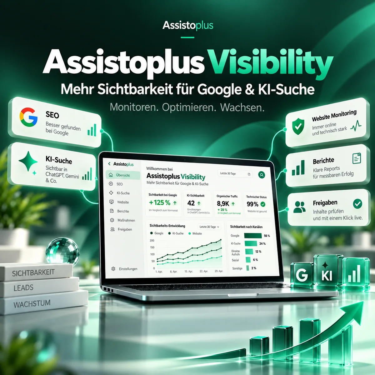 Assistoplus Visibility — mehr Sichtbarkeit für Google und KI-Suche